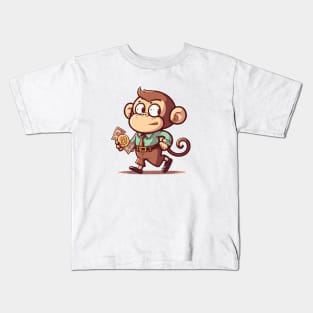 Cartoon Cute Monkey Boy Bringing Money Kids T-Shirt